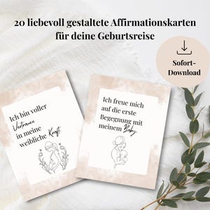 Affirmation cards for birth preparation | PDF to print | positive beliefs to prepare for a beautiful birth | German