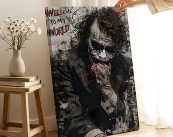 Joker Villain Portrait Canvas – Dark Pop Art Home Decor, Psychological Wall Art