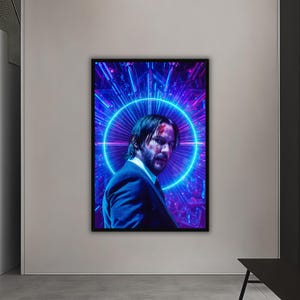 Iconic Jhon Wick Poster - Keanu Reeves Poster, Minimalist Wall Art Print, Jhon Wick Canvas, ,Movie Posters,Man Cave Decor, Large wall art