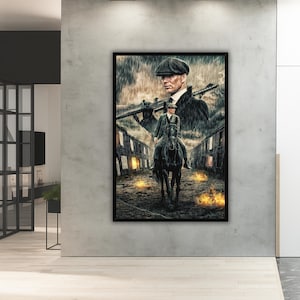 Arte emoldurada de Peaky Blinders: pôster de Thomas Shelby, arte pop de gangster