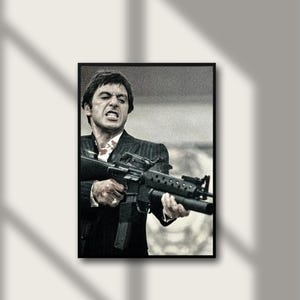 Iconic Scarface Tony Montana Wall Art - Movie Poster for Classic Action Movie Fans, Retro Movie Art, Wall decor,Gangster Canvas Print