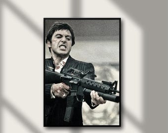 Iconic Scarface Tony Montana Wall Art - Gangster Canvas Print, Retro Film Decor