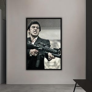 Iconic Scarface Tony Montana Wall Art - Movie Poster for Classic Action Movie Fans