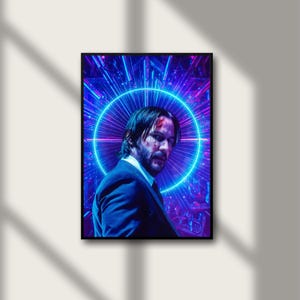 Iconic Jhon Wick Movie Poster, Minimalist Wall Art Print, Jhon Wick Canvas, Keanu Reeves Poster,Movie Posters,Man Cave Decor, Large wall art