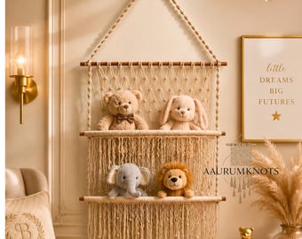 Macramé Toy Hammock – Stuffed Animals Storage for Kids Room, Nursery Décor, Macrame wall hanging, Toys Holder, Best Room Decor Item