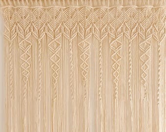 Macrame Window Valance Curtain | Macramé Window Topper for Living Room & Bedroom | Handmade Boho Cotton Window Valance | Custom Size