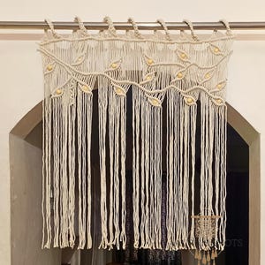 Makramee Fenster Volant Vorhang | Boho Wandbehang | Rustikale Bauernhaus Fensterbehandlung | Kundenspezifische Makramee Vorhang Dekor