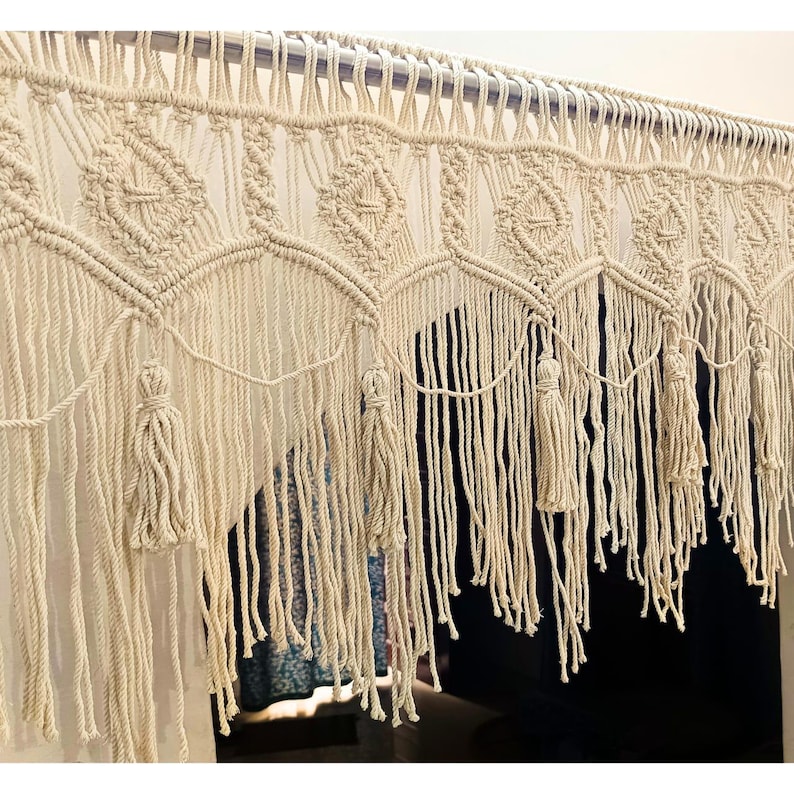 Handmade Macramé Valance Curtain: Boho Farmhouse Window Valance ...