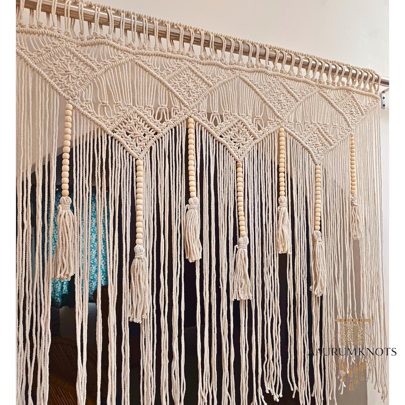 Window Macrame Patterns Macrame Valance | Boho Curtain for Windows & Doors | Rustic Cotton ...
