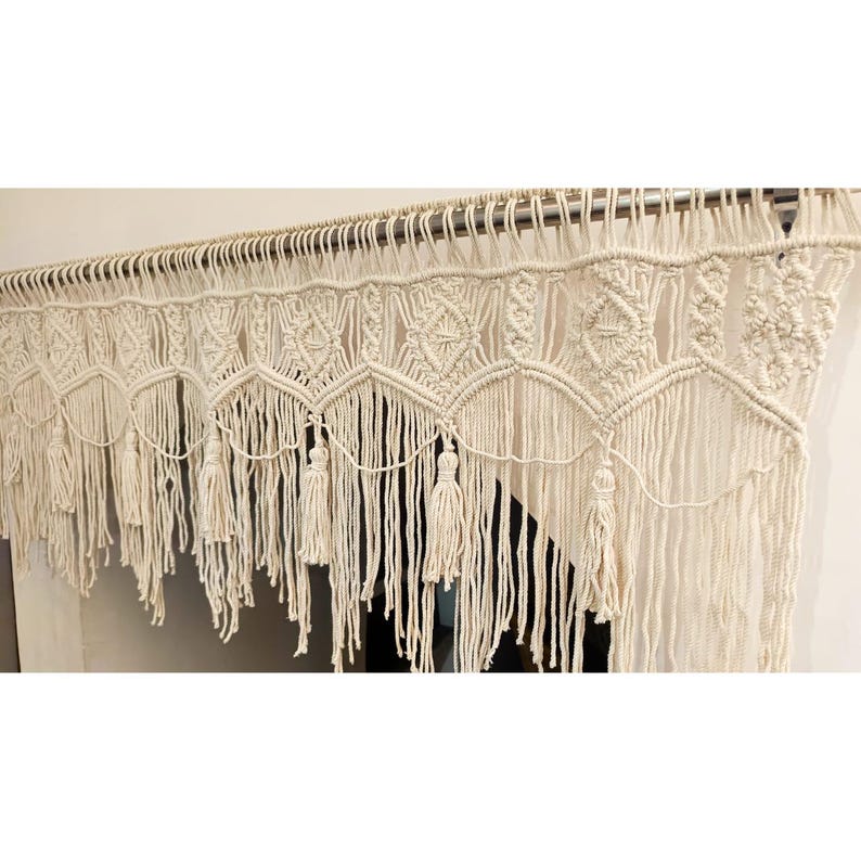 Handmade Macramé Valance Curtain: Boho Farmhouse Window Valance ...