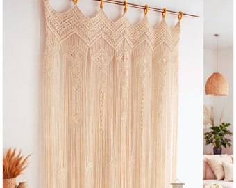 Macramé deuropeningsgordijn, handgemaakt katoenen macramégordijn voor deur en raam, boho scheidingswand, aangepast formaat