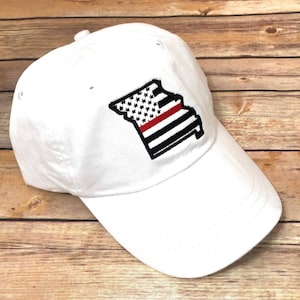 Thin Red Line or Thin Blue Line Missouri American Flag Hat, Law Enforcement Officer, Firefighter, Military, Support The Troops, Custom Hats