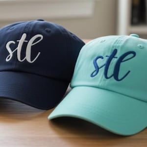 Custom Embroidered STL Script Airport Code Baseball Hat - Pick Your Own Color Combo