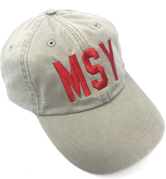 Custom Embroidered MSY Louis Armstrong New Orleans International Airport  Code Baseball Hat pigment Dyed Khaki With Red Letters - Etsy