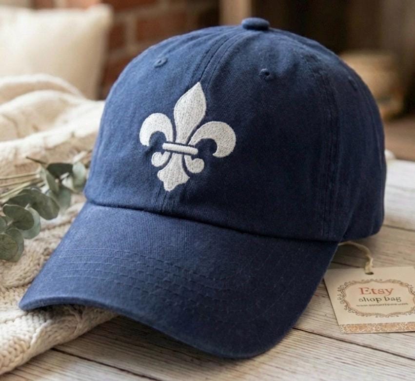 Embroidered Fleur-de-lis Custom Baseball Cap - French Symbol  display picture 1