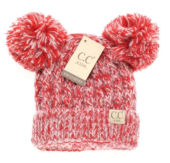 Multi Tone Double Pom CC Beanie-red 