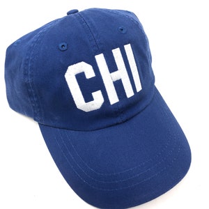 Custom Embroidered Monogrammed Chicago CHI Royal Blue Baseball Hat -Royal Blue with White Letters