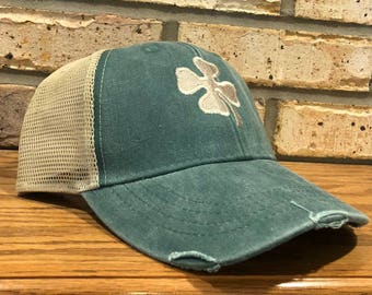 Embroidered Shamrock Trucker Hat - Personalized St. Patrick's Day
