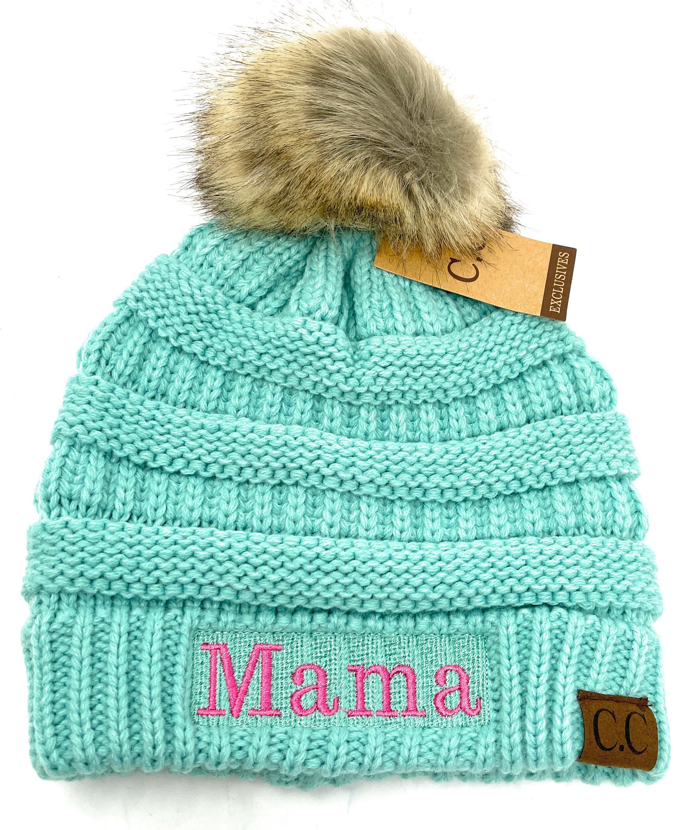 Custom Embroidered Mama CC Beanie Fur 