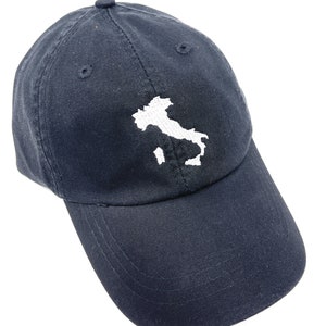 Embroidered  Italian Map Black Baseball Hat with Adjustable