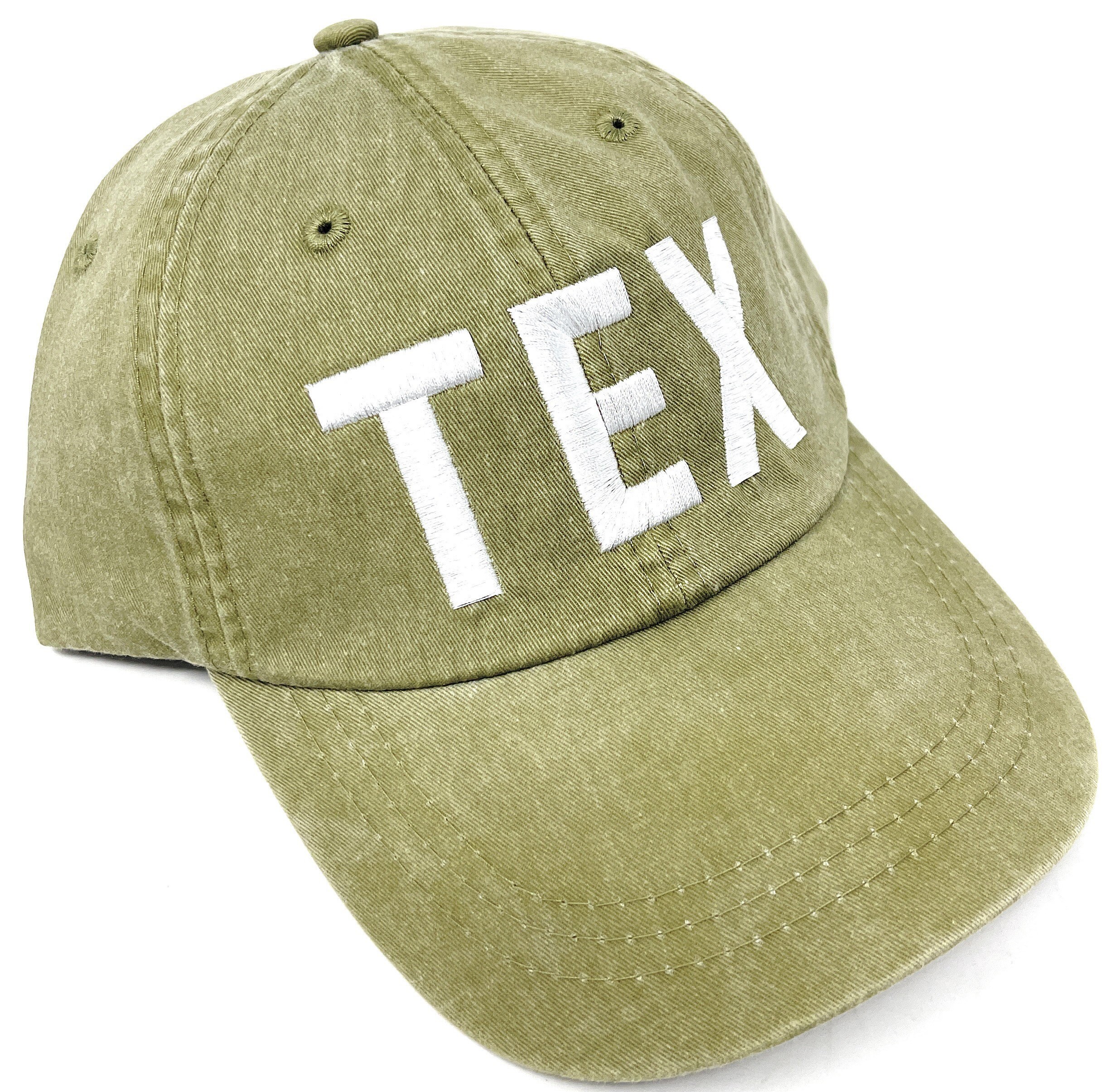 Custom Embroidered Tex Telluride Regional Airport Code Baseball Hat. Pigment Dyed Khaki (greenish Undertones) with White Letters