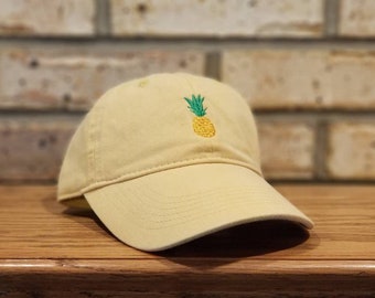 Pineapple Embroidered Baseball Hat, Custom Pineapple Fruit Dad Hat, Funny, Gift, Foodie, Summer Hats, Aloha, Vacation, Embroidery, Beach Cap