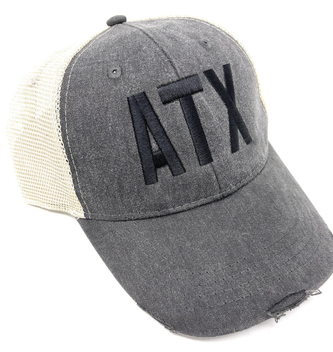 Custom Embroidered ATX Atbasar Airport Code Trucker Hat Distressed custom-embroidered-atx-atbasar-airport-code-trucker-hat-distressed