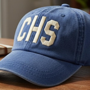 Embroidered CHS Charleston International Airport Code Hat Pigment Dyed royal blue