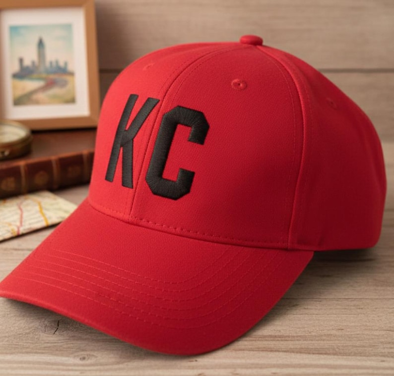 Custom Embroidered KC Kansas City Airport Code Baseball Hat Chiefs Super Bowl Fan Gift Cap image 1