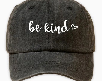 Custom Embroidered Be Kind Baseball Cap, Stop Bullying, Anti Bully, Custom Designed Hats, Friendship Ball Caps