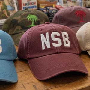 Custom Embroidered NSB Airport Code Baseball Cap - New Smyrna Beach Florida Souvenir Hat Gift