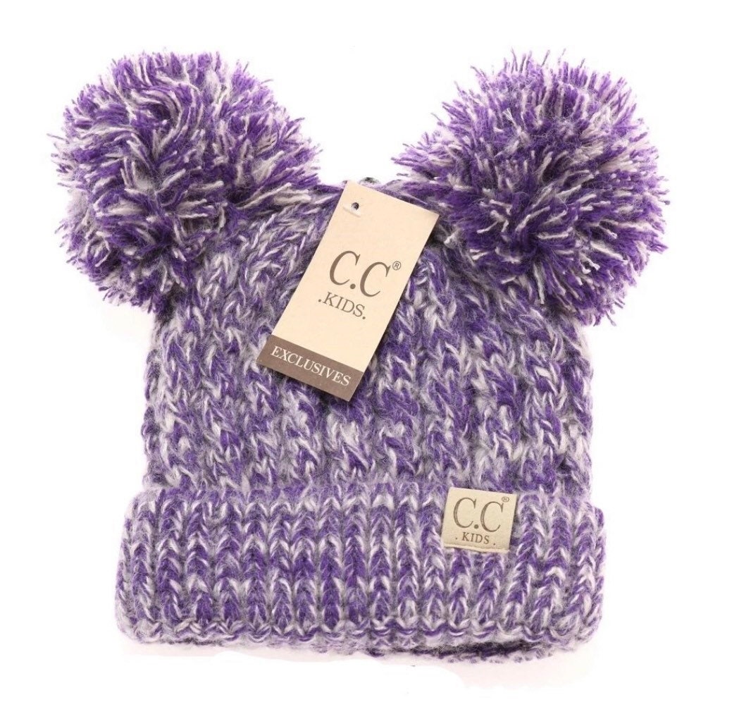 Multi Tone Double Pom CC Beanie purple 