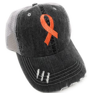 Custom Embroidered Awareness Ribbon Distressed Trucker Hat