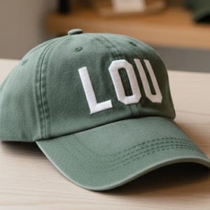 Embroidered LOU Louisville Airport Code Baseball Hat - Spruce Green Dad Gift