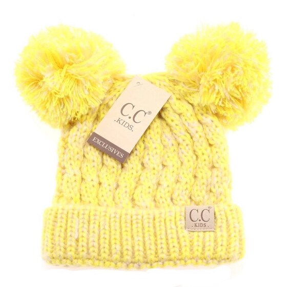 Kids Multi Tone Double Pom CC Beanie 