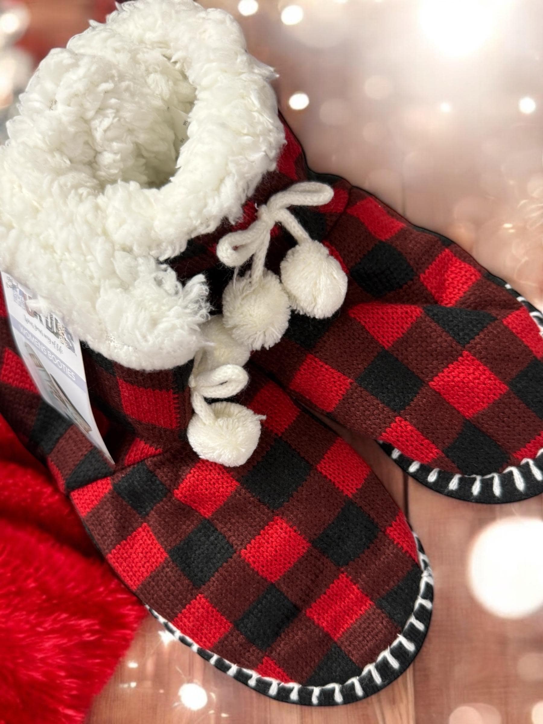 Pom Slippers Muk Luks Buffalo Plaid Slippers Muk Luk's Woman
