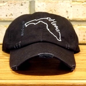 Florida State Outline Hat - Embroidered Florida is Home Baseball Hat, FL Ball Cap, The Sunshine State, Custom Hats, Home Hat