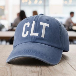 Embroidered CLT Airport Code Baseball Cap - Charlotte NC Aviation Hat Gift