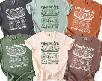 Mitochondria Science T-Shirt, Science Vintage Retro Biology Tee, Geek Lab Humor Tshirt, 90s Academic Cell Diagram Shirt, STEM Learning Gift