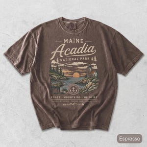 Acadia National Park Shirt, Comfort Colors® Vintage Maine USA, Rocky Mountain Shirt, Hiking Lover Gift, USA Nostalgia Tee, Rocky Souvenir image 1