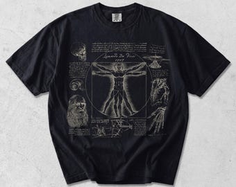 Da Vinci Vitruvian Man Vintage T-Shirt, Renaissance Anatomy Sketch Tee, Leonardo Inspired Retro Art Shirt, Scientific History Lover Tee