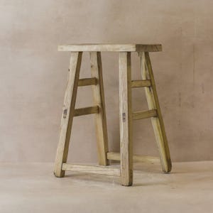 Vintage Elm Stool Rustic Chateaucore