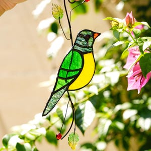 Handmade Birds Glass Window Hanging, Stained Glass Bird, Glass Bird Suncatcher,Glass Art,Housewarming Gift,Fathers Day Gift,Gift For Her