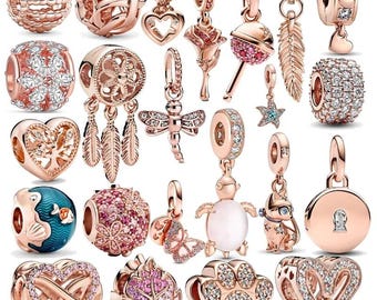 Roségouden kralen voor bedelarmbanden – hanger met dieren, hart, bloemen en kristallen – Passen Europese stijl sieraden maken Cadeau voor haar
