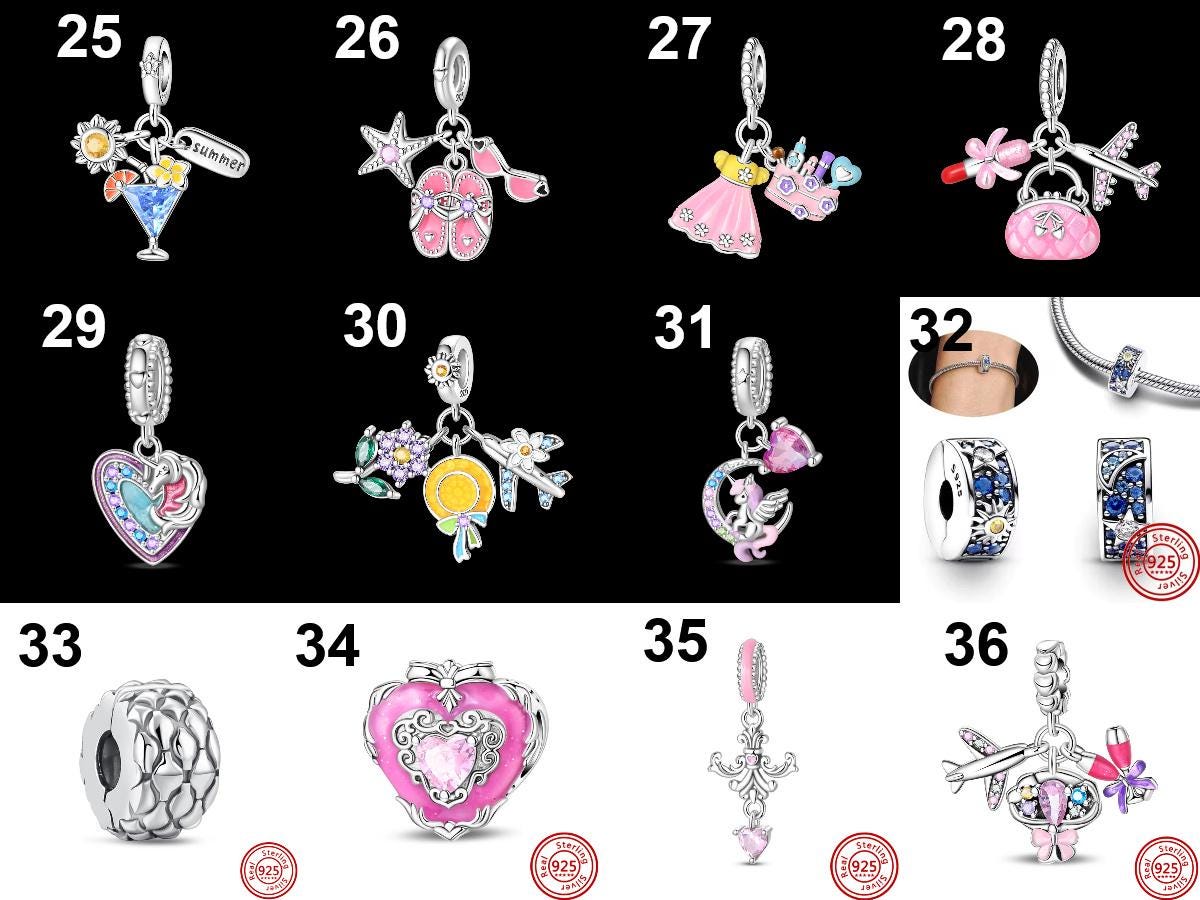 925 Silver Charm Clips Band of Hearts Crown Fine Women Jewelry Fit ...