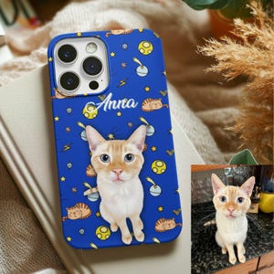 Funda de teléfono personalizada con retrato de mascota: ilustración personalizada de perro y gato