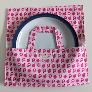 Taarthouder, bordenhouder, stoffen taartzak, stoffen taarthouder, kousenvuller - roze appels