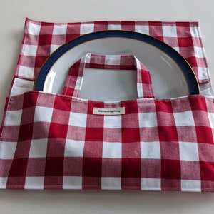 Porte-tarte en tissu, sac à tarte, cadeau d'hôtesse - grand vichy rouge