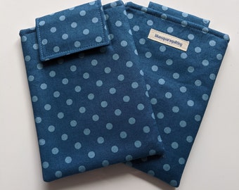 Kindle Case, fabric sleeve for Kindle Paperwhite, padded cover for Paperwhite (pre-2021)  - blue polka dots