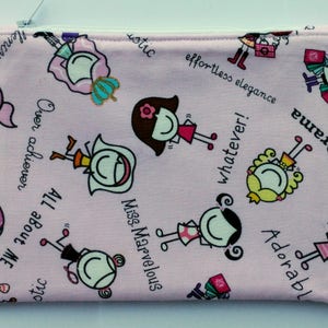 girlies fabric pouch, Cute and versatile fabric zipper pouch,  stocking filler, stocking stuffer
